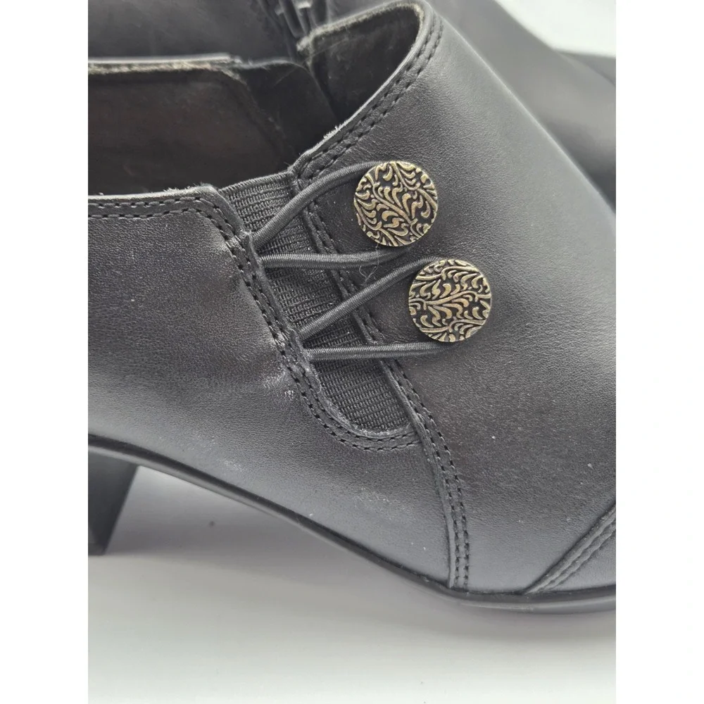 Clarks Collection Leather Booties Emslie Warren Black Wms 8.5 Classic